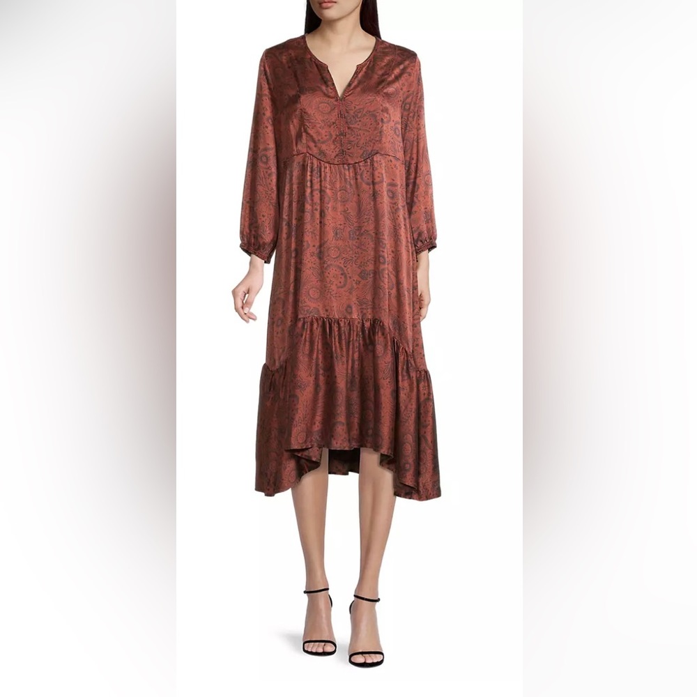 NWT Johnny Was Rust Asteria Tiered Dress Size M